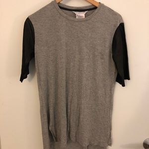 BCBGeneration Leather-Sleeved Tee